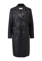 Monique Klassischer Ledermantel mit Reverskragen und Pattentaschen