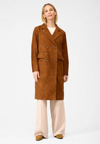 Monique Klassischer Ledermantel mit Reverskragen und Pattentaschen