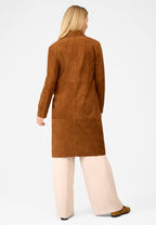 Monique Klassischer Ledermantel mit Reverskragen und Pattentaschen