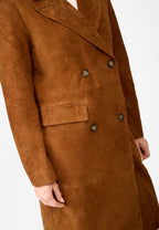 Monique Klassischer Ledermantel mit Reverskragen und Pattentaschen