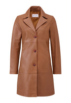 Marzia klassischer Ledermantel mit Knopfverschluss