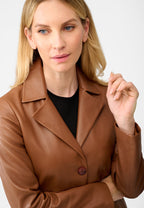 Marzia klassischer Ledermantel mit Knopfverschluss