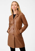 Marzia klassischer Ledermantel mit Knopfverschluss