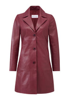 Marzia klassischer Ledermantel mit Knopfverschluss