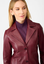 Marzia klassischer Ledermantel mit Knopfverschluss