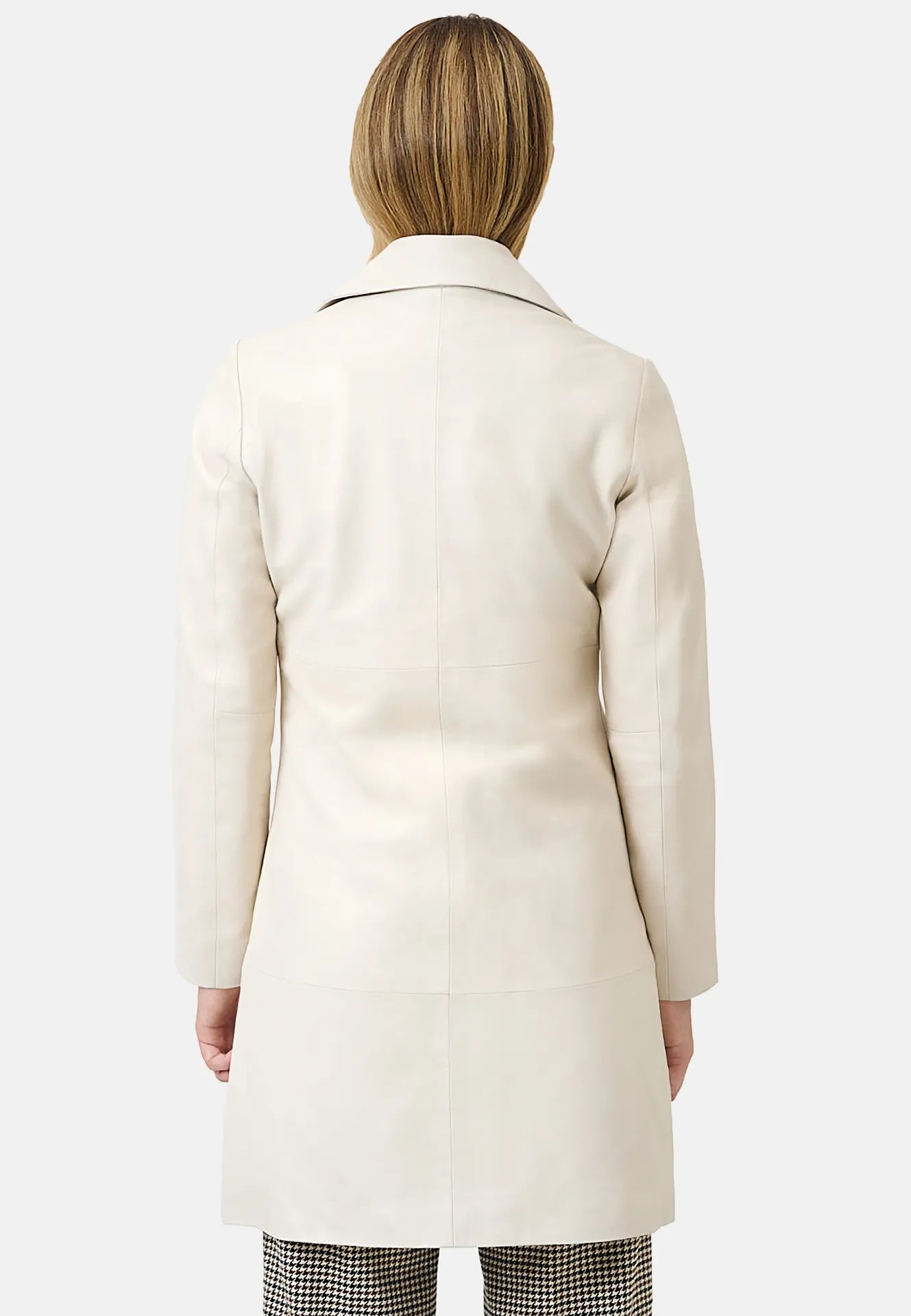 Marzia klassischer Ledermantel mit Knopfverschluss