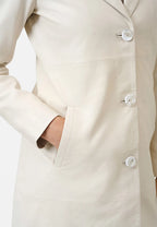 Marzia klassischer Ledermantel mit Knopfverschluss