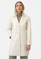 Marzia klassischer Ledermantel mit Knopfverschluss